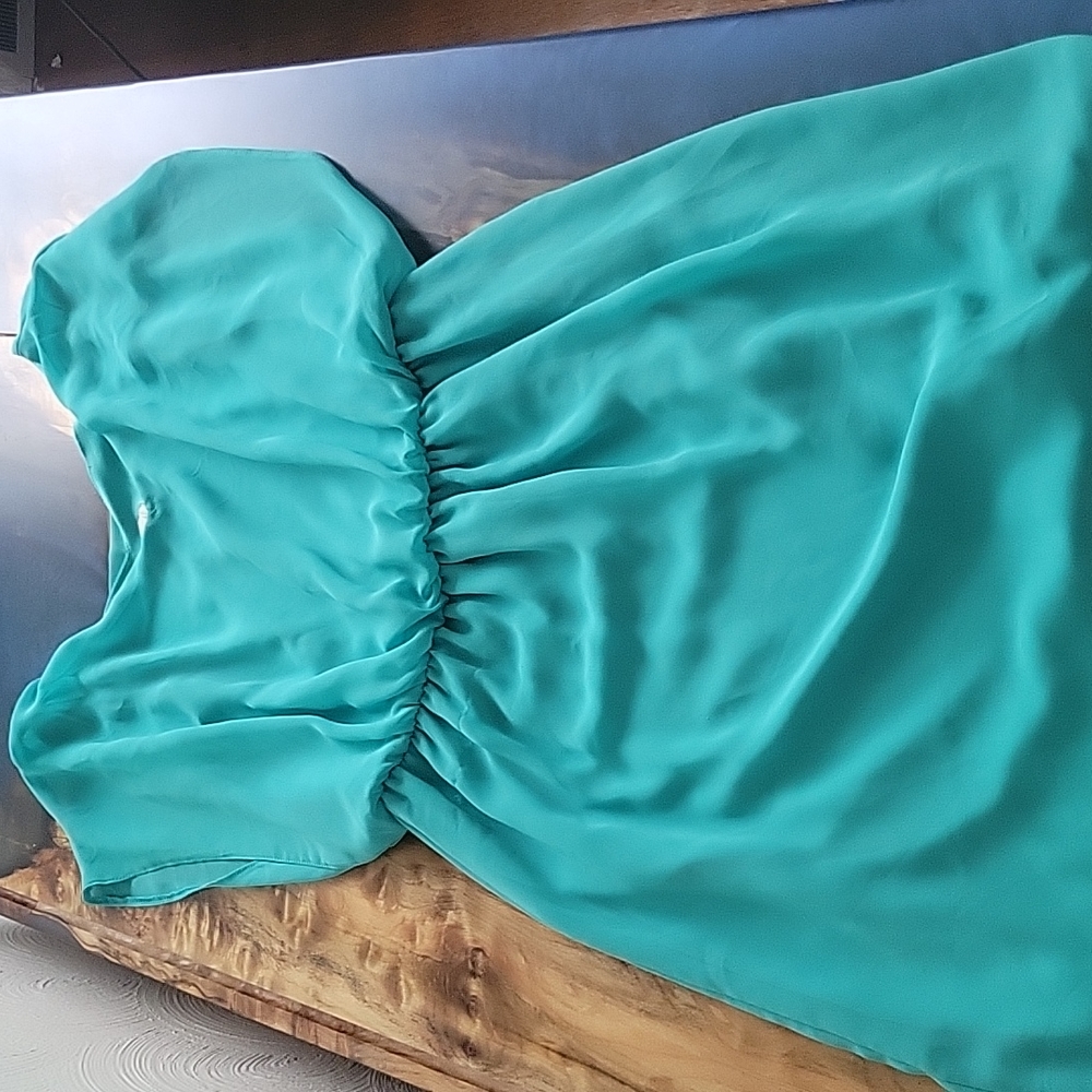 Aqua Teal Flirty Chiffon Style Layered Dress